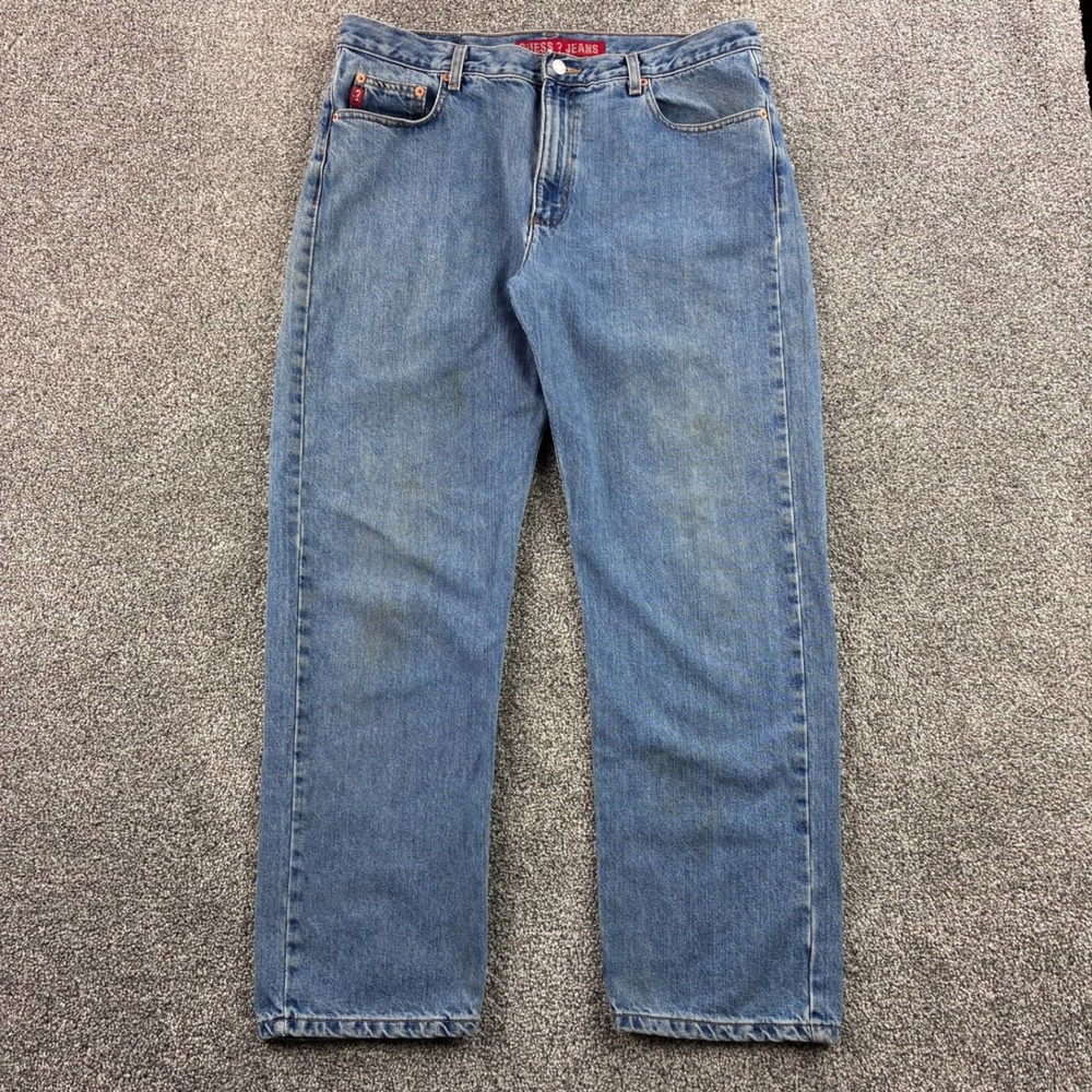 Vintage Guess Jeans Mens 36x30 Blue Cotton Relaxed Straight Denim